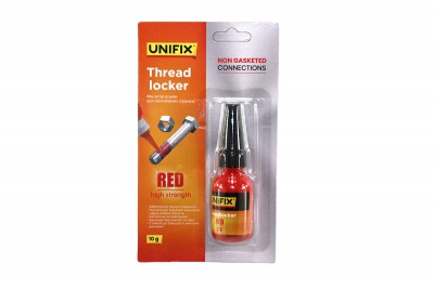 Фіксатор різьби для нерозбірних з'єднань червоний 10г UNIFIX